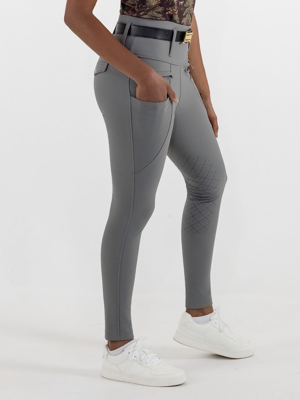 Dapplebay Winter Essential Silicone Knee Patch Tights-Graphite