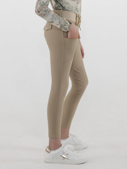 Dapplebay Kids Winter Essential Silicone Knee Patch Tights-Heritage Tan
