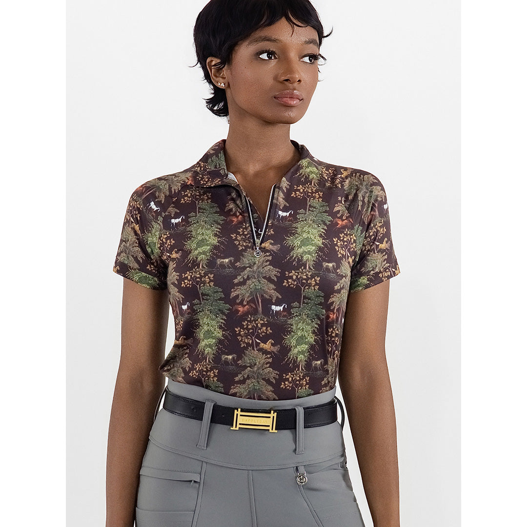 Dapplebay Autumn Toile 1/4 Zip SS Riding Top-Dark Bay