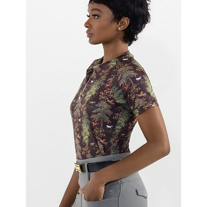 Dapplebay Autumn Toile 1/4 Zip SS Riding Top-Dark Bay