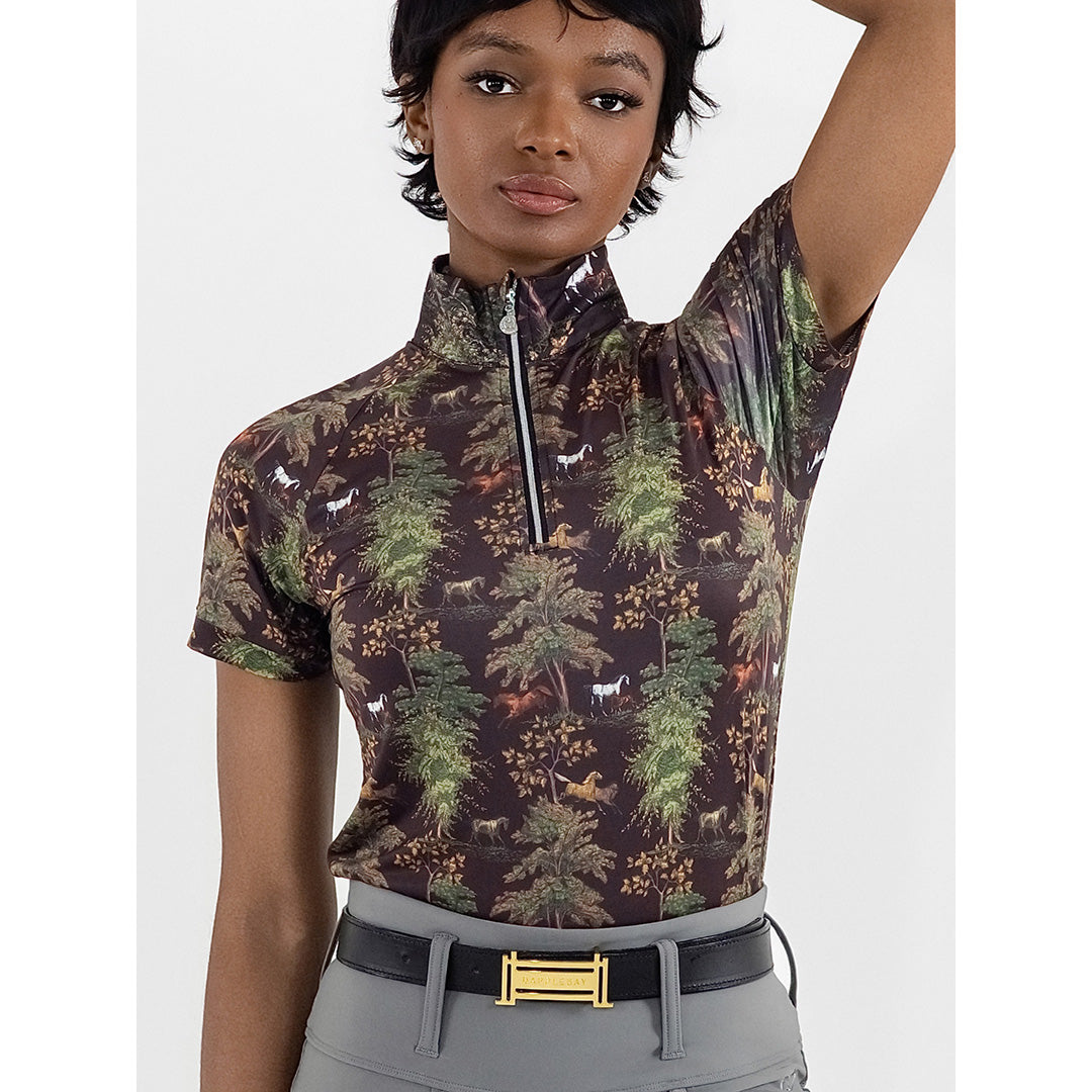 Dapplebay Autumn Toile 1/4 Zip SS Riding Top-Dark Bay