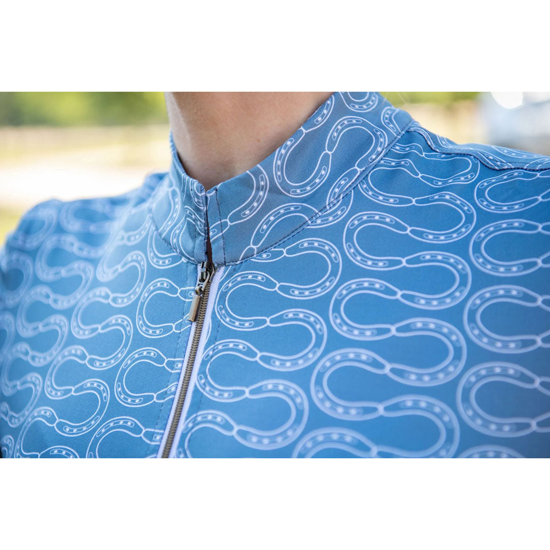 FITS Ayra Long Sleeve Tech Shirt- Blue Fin Horseshoe