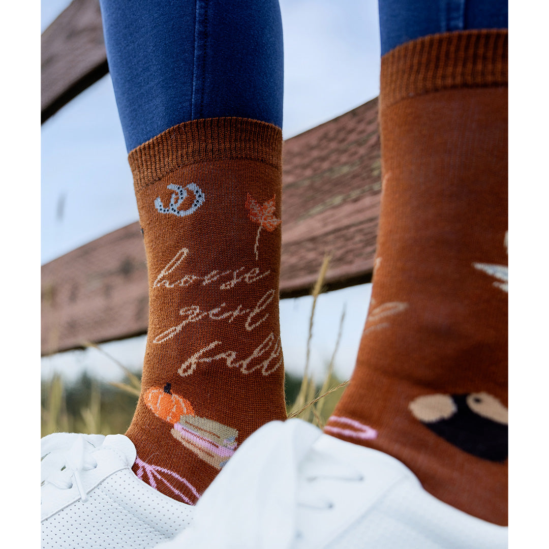 Dapplebay Horse Girl Fall Crew Socks