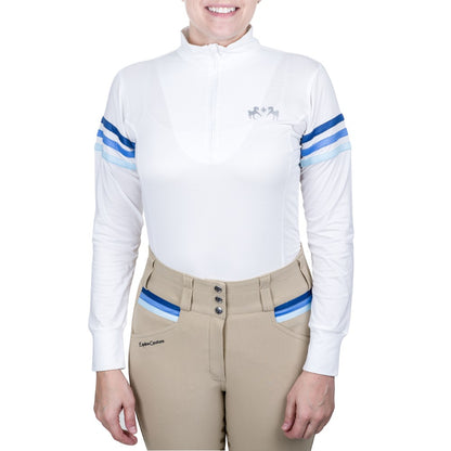 Equine Couture Gradient Long Sleeve Show Shirt w/ Arm Stripes