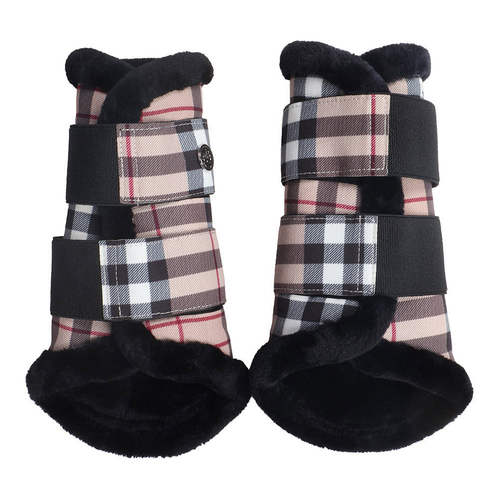 Dapplebay Holiday Plaid Brush Boots-Tan