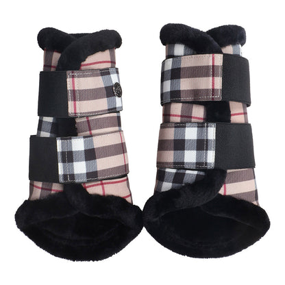 Dapplebay Holiday Plaid Brush Boots-Tan