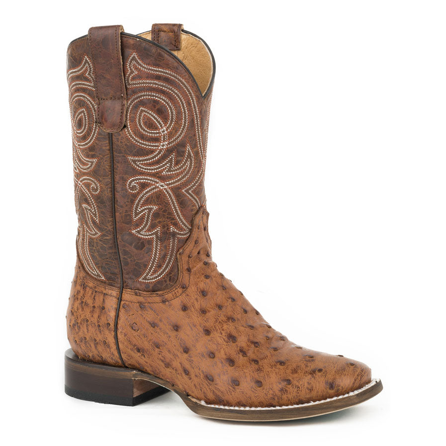 Roper Womens Burnished Cognac Ostrich Vamp Boots