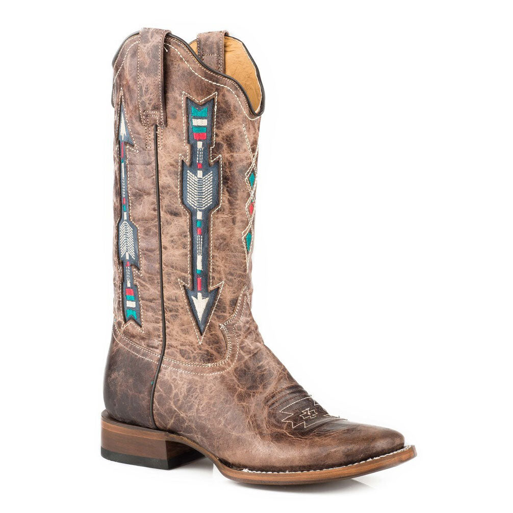 Roper Womens Waxy Brown Vamp &amp; Shaft Boots