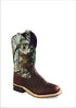 Old West Youth Thunder Oiled Rust and Camo Broad Square Toe Boot