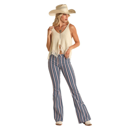 Rock &amp; Roll Denim Ladies Americana Button Flare Jean