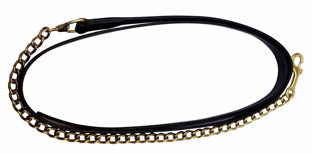 Henri de Rivel Pro Collection Leather Lead with 24&quot; Solid Brass Chain