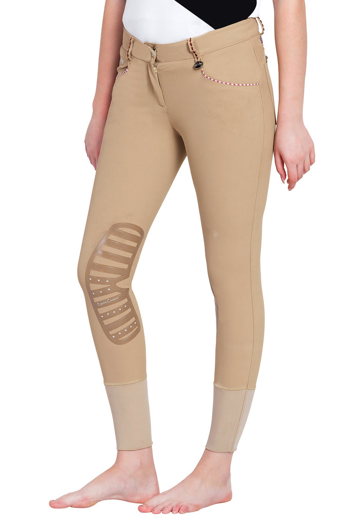 Equine Couture Ladies Stars &amp; Stripes Silicone Knee Patch Breeches_9