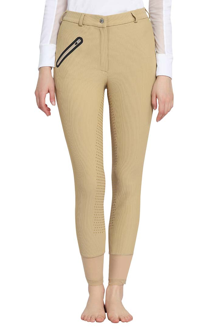 Tuffrider Tiffany Ribbed Breech With Silicone Full Seat - Breeches.com