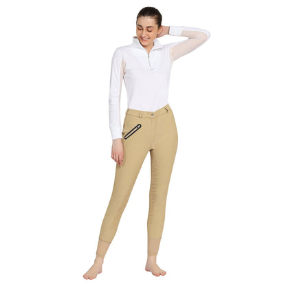 Tuffrider Tiffany Ribbed Breech With Silicone Full Seat - Breeches.com