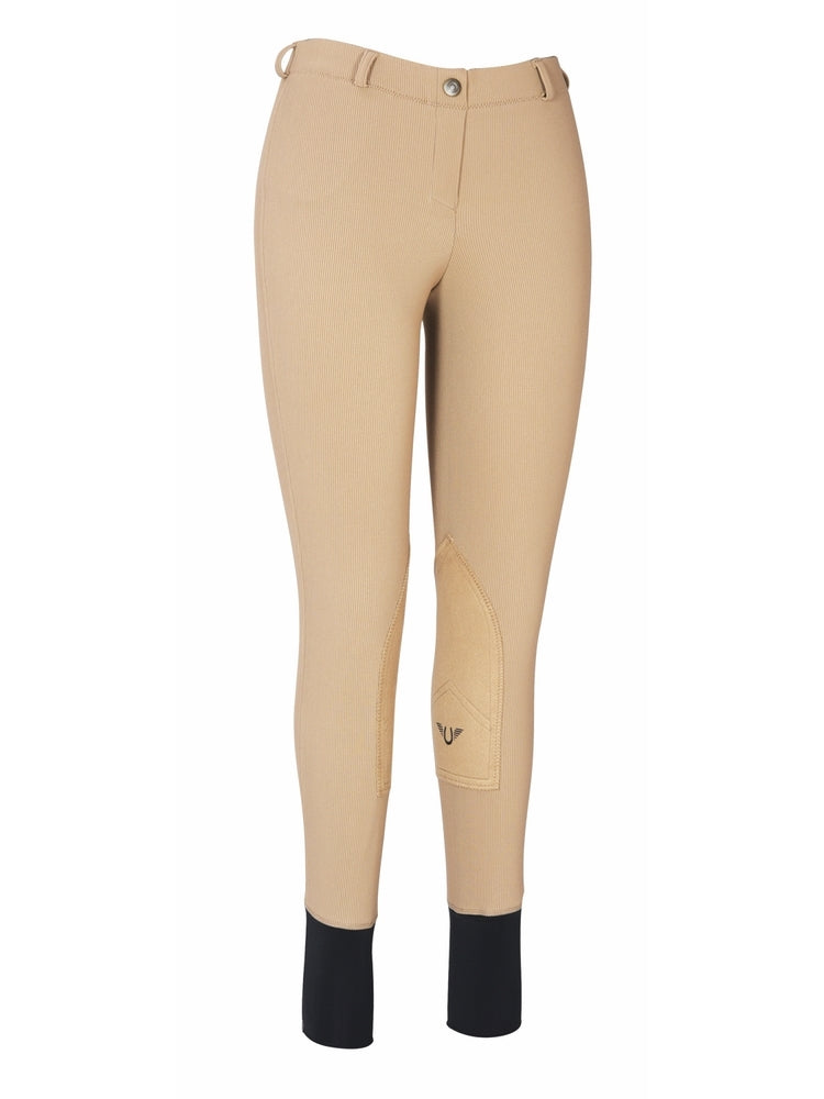 TuffRider Ladies Ribb Lowrise Pull-On Knee Patch Breeches - Breeches.com