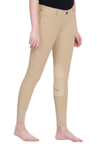 TuffRider Ladies Ribb Lowrise Pull-On Knee Patch Breeches - Breeches.com