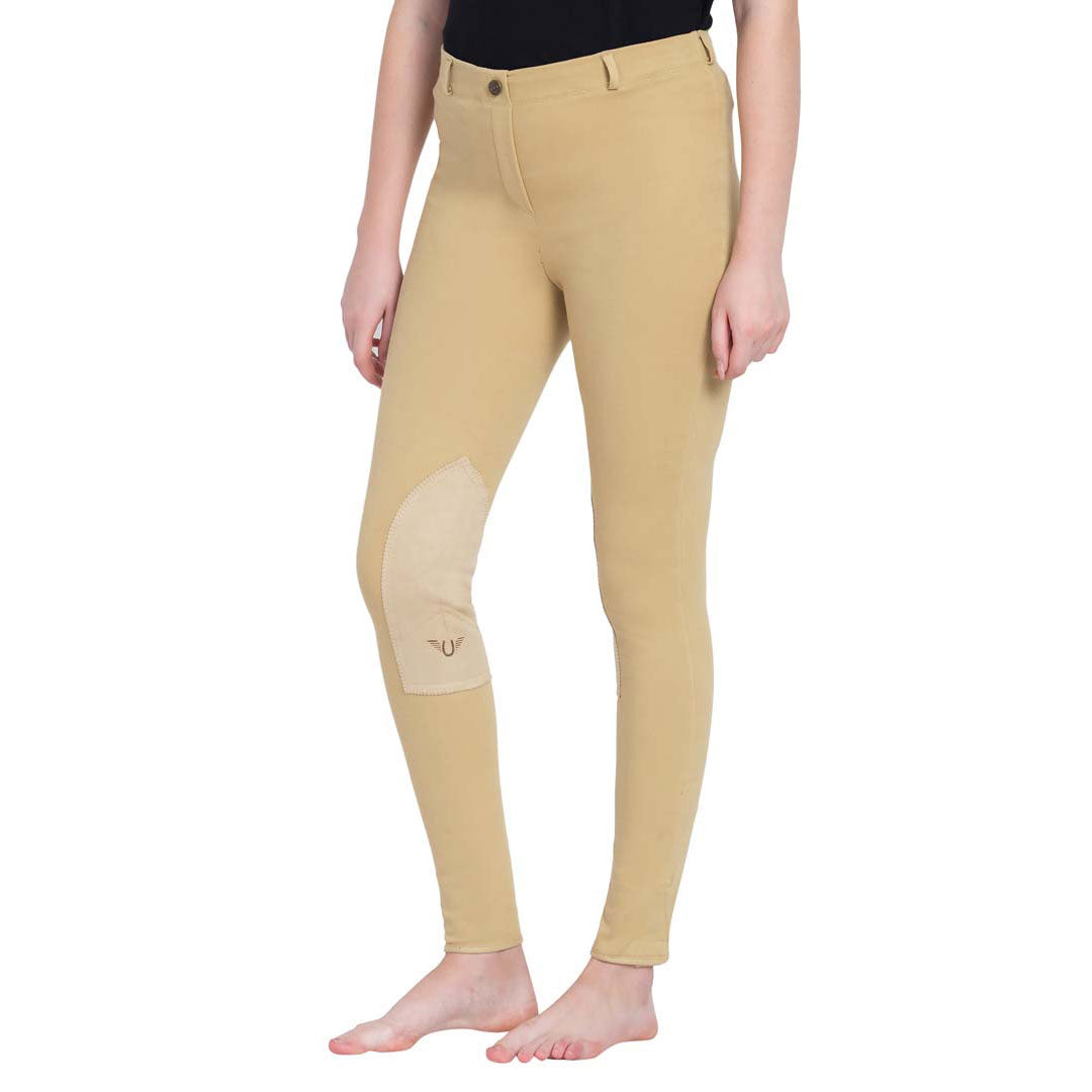 TuffRider Ladies Cotton Pull-On Knee Patch Plus Breeches - Breeches.com