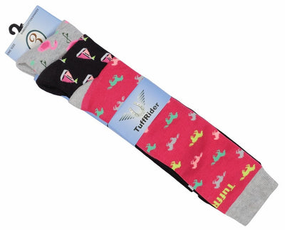 TuffRider Ladies Flamingo/Boat/Horse Knee Hi Socks - 3 Pac - Breeches.com