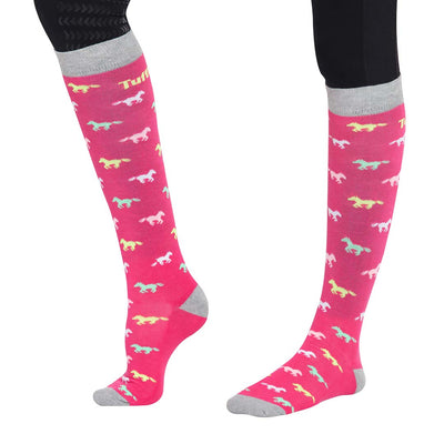 TuffRider Ladies Flamingo/Boat/Horse Knee Hi Socks - 3 Pac - Breeches.com