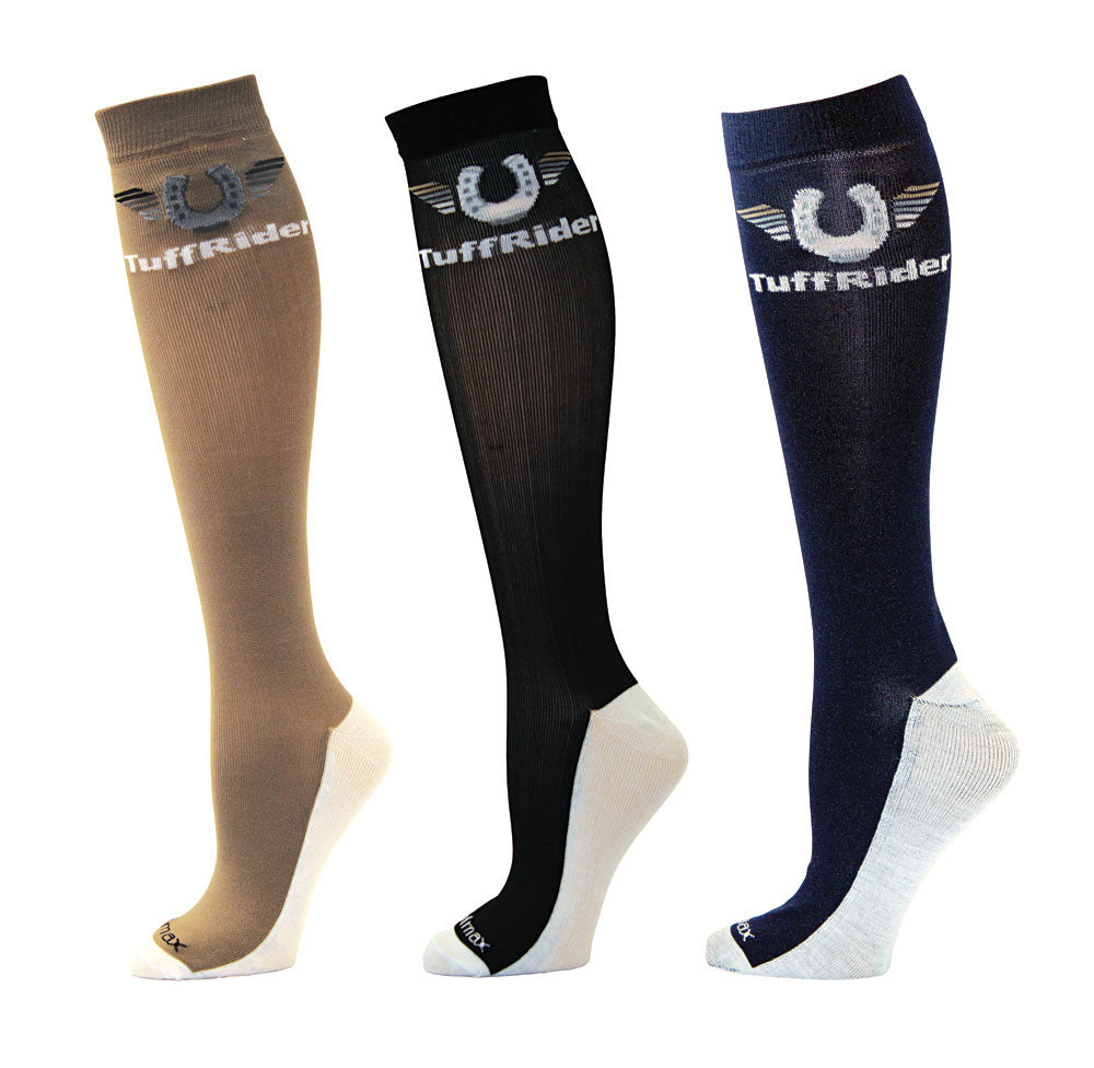 TuffRider Ladies Coolmax Knee Hi Boot Socks - 3 Pack - Breeches.com
