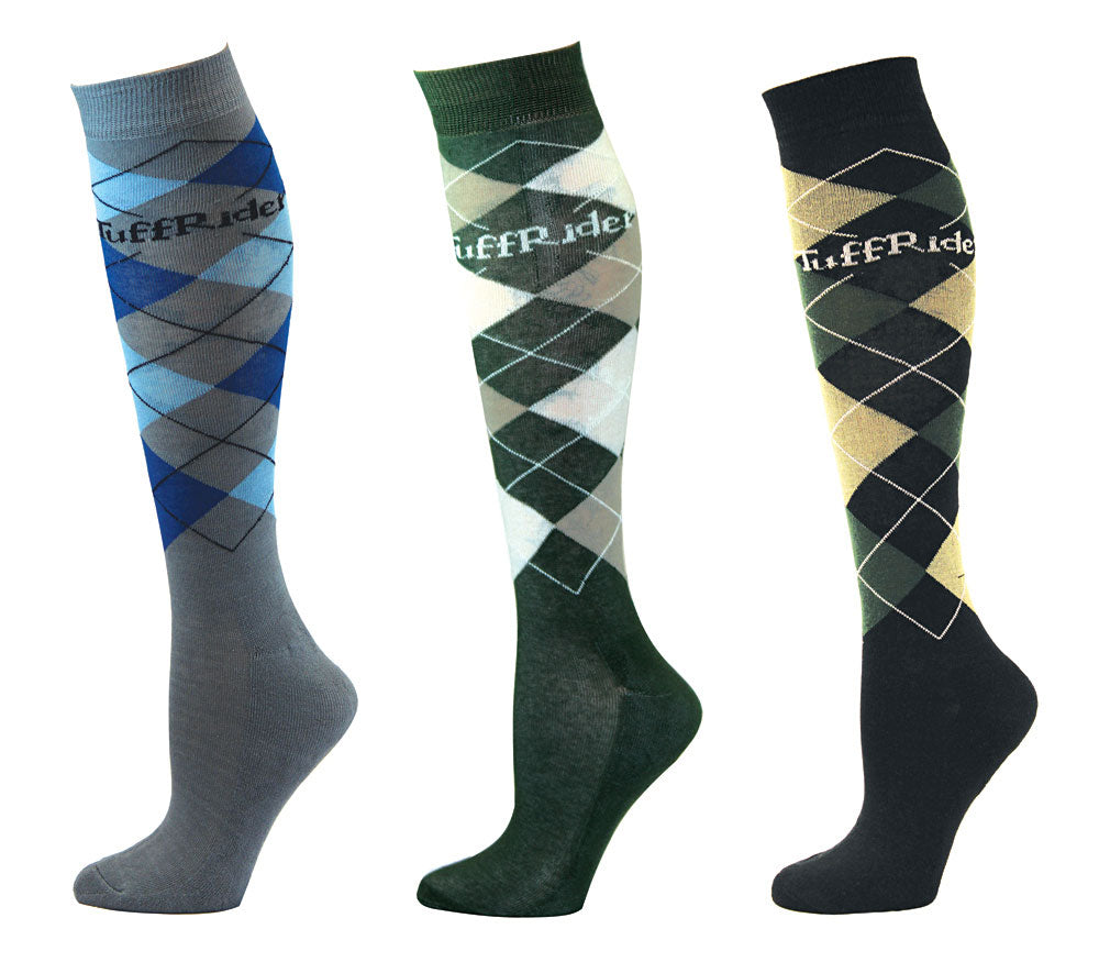 TuffRider Ladies Argyle Knee Hi Socks - 3 Pack - Breeches.com