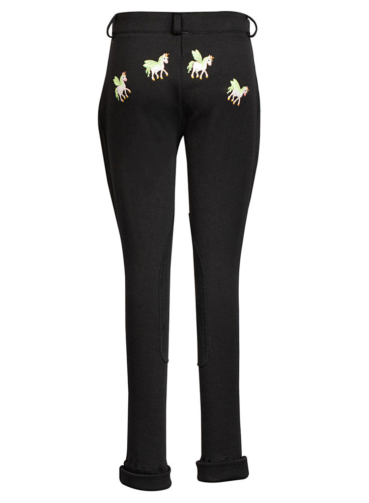 TuffRider Children's Unicorn Unifleece Pull-On Stretch Fleece Knee Patch Winter Jodhpurs - Breeches.com