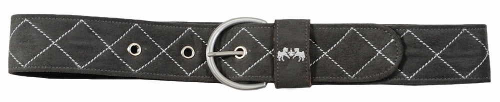 Equine Couture Diamond Quilted Suede Belt with Diagonal Line - Breeches.com