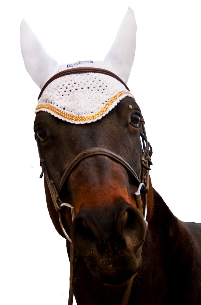 Equine Couture Fly Bonnet with Gold Chain - Breeches.com