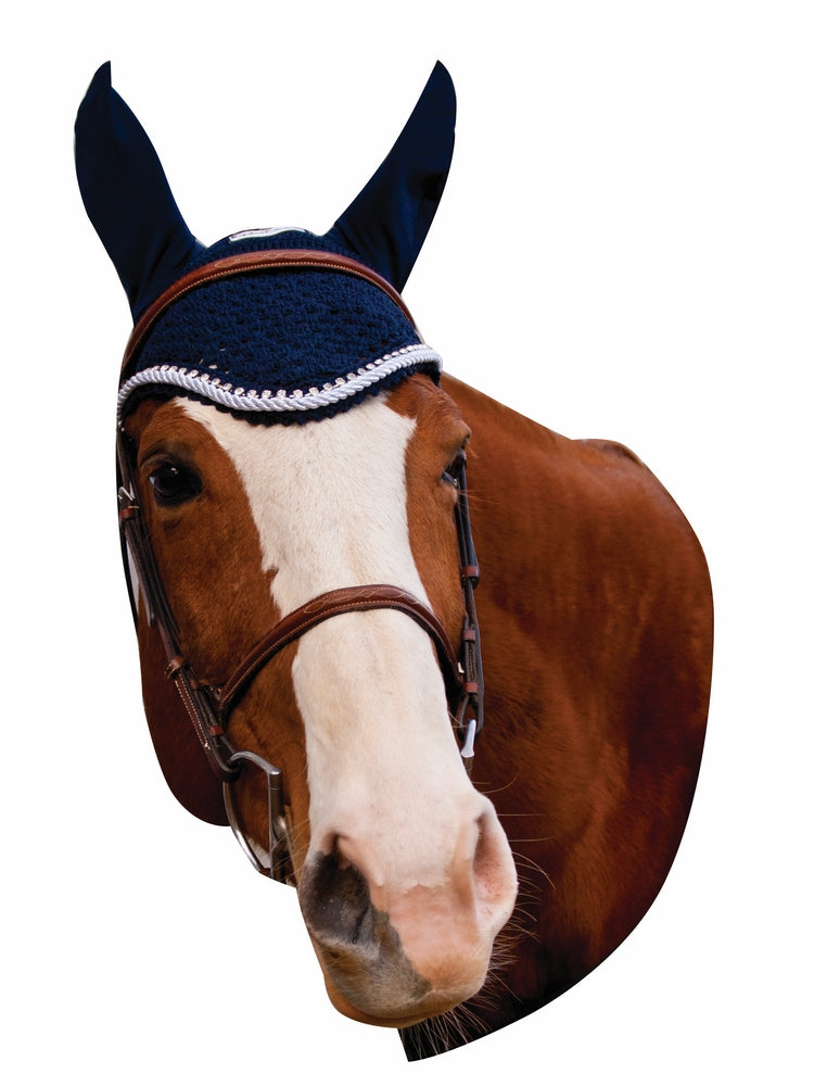 Equine Couture Fly Bonnet with Silver Rope & Crystals - Breeches.com