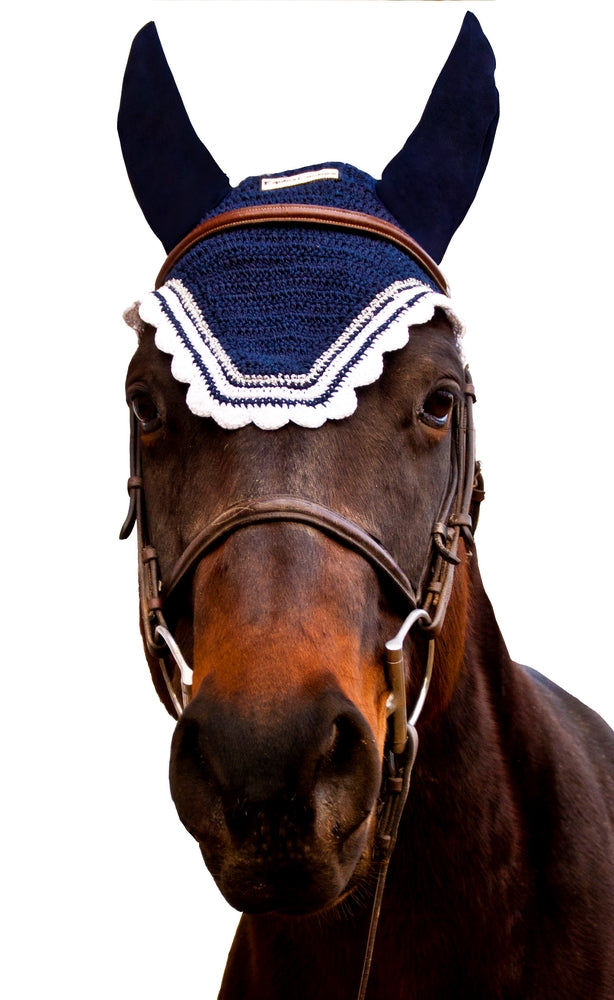 Equine Couture Fly Bonnet with Silver Lurex &amp; Contrast Color - Breeches.com