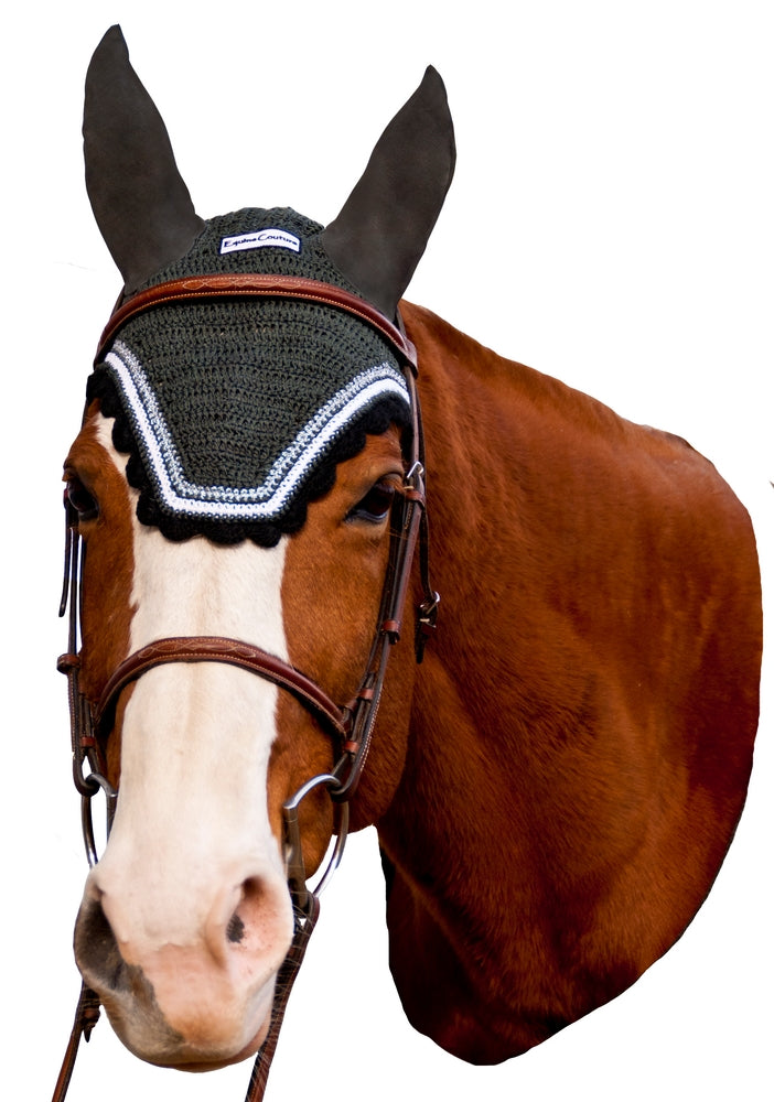 Equine Couture Fly Bonnet with Silver Lurex & Contrast Color - Breeches.com