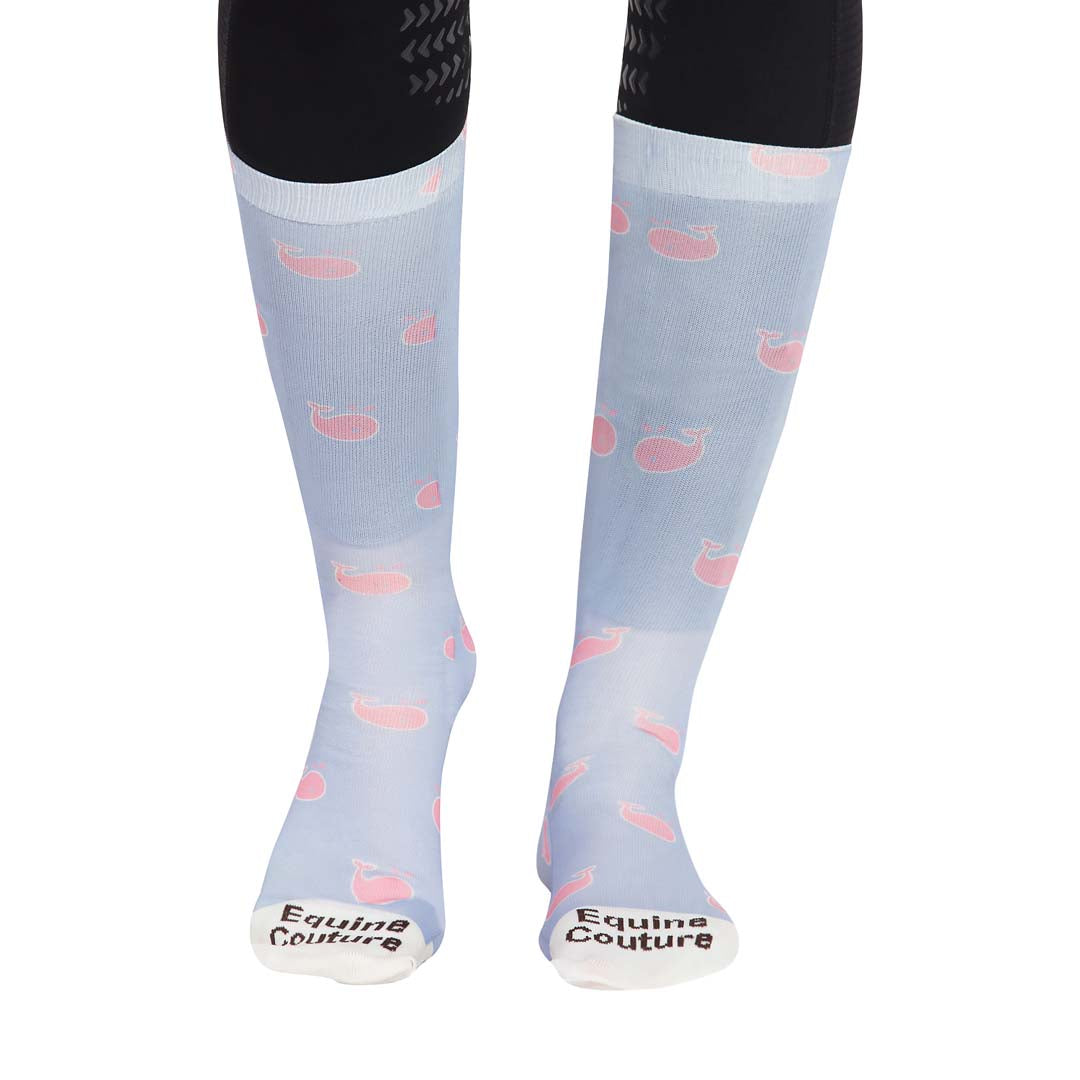 Equine Couture Ladies Whales Half Padded Knee Hi Boot Socks - Breeches.com