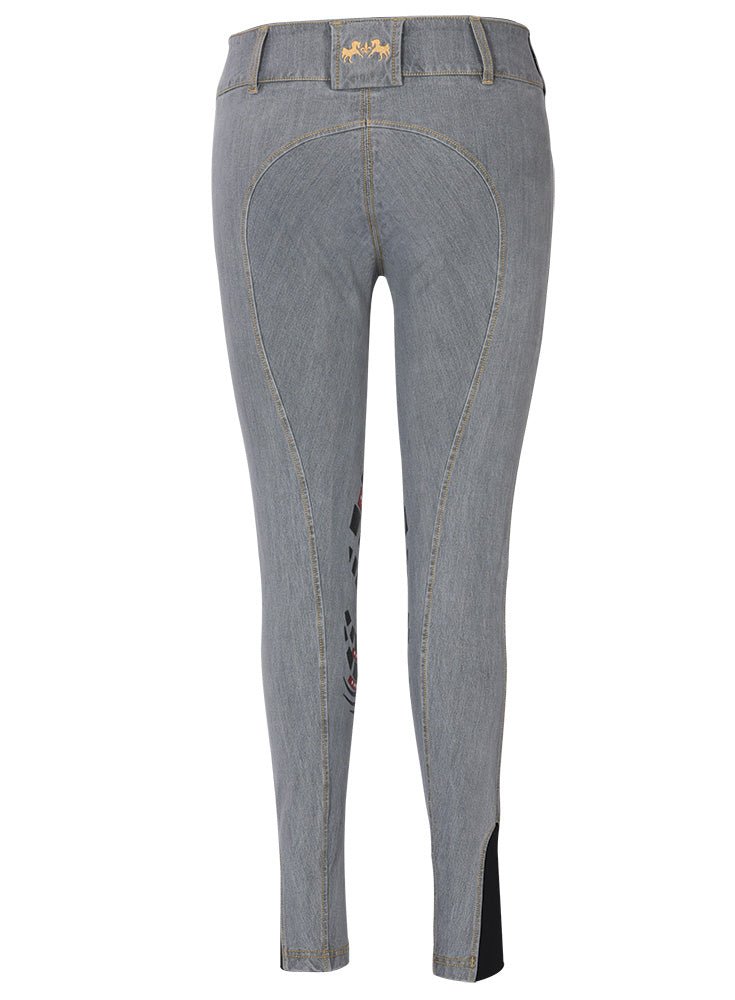 Equine Couture Ladies Calabasas Printed Silicone Patch Denim Breeches - Breeches.com