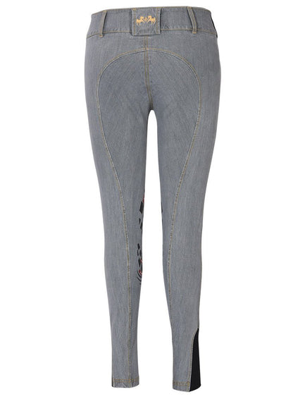 Equine Couture Ladies Calabasas Printed Silicone Patch Denim Breeches - Breeches.com
