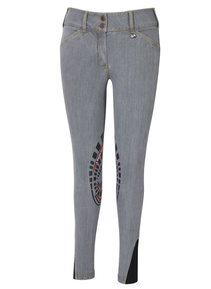 Equine Couture Ladies Calabasas Printed Silicone Patch Denim Breeches - Breeches.com
