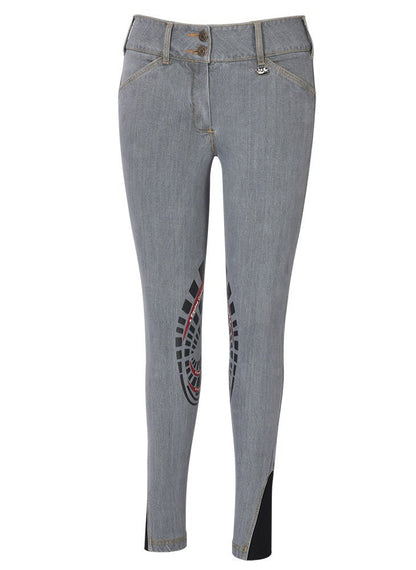 Equine Couture Ladies Calabasas Printed Silicone Patch Denim Breeches - Breeches.com