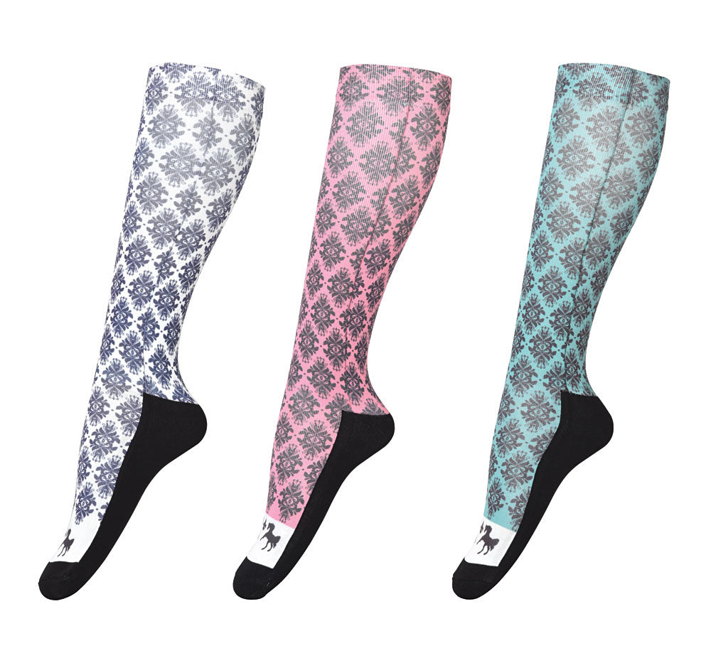 Equine Couture Ladies Tara Technical Padded Knee Hi Boot Socks - 3 Pack - Breeches.com