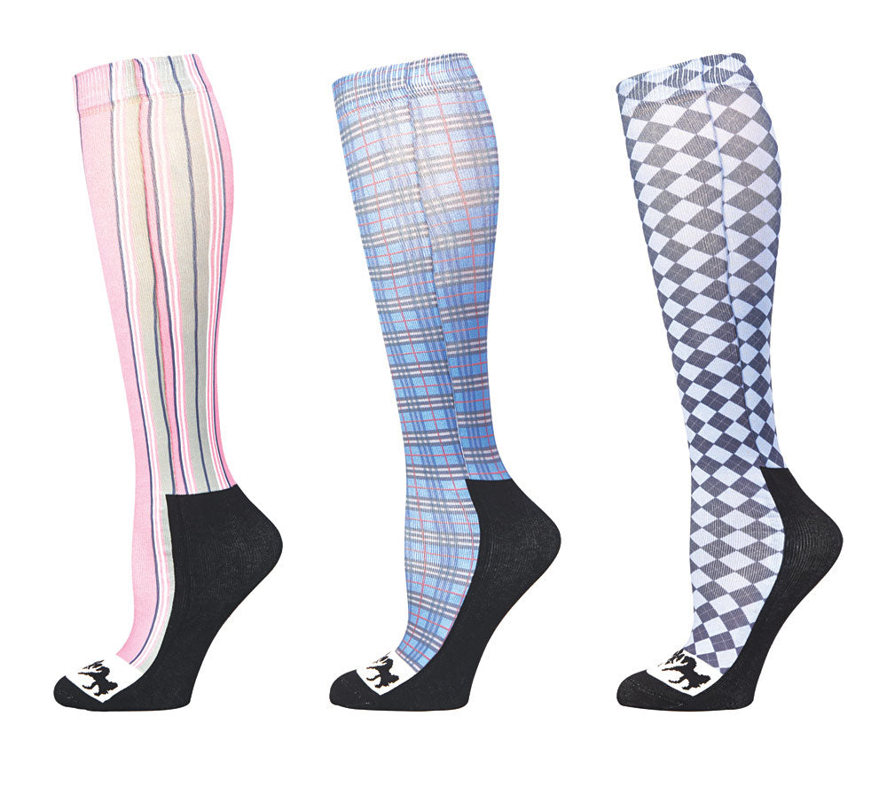 Equine Couture Ladies Isabel Padded Knee Hi Boot Socks - 3 Pack - Breeches.com