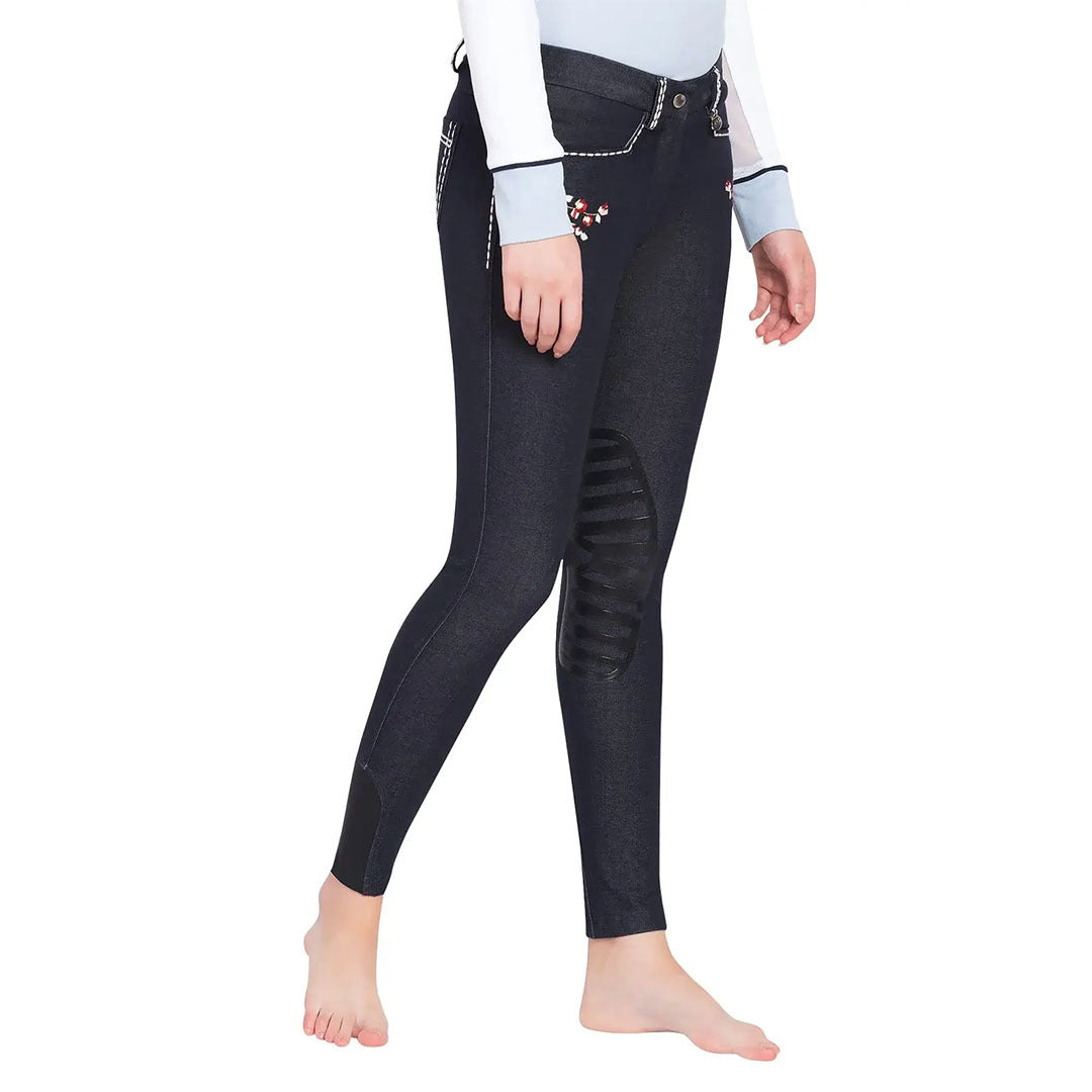 Equine Couture Ladies Alice Denim Embroidered Breeches - Breeches.com