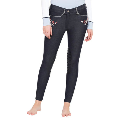 Equine Couture Ladies Alice Denim Embroidered Breeches - Breeches.com