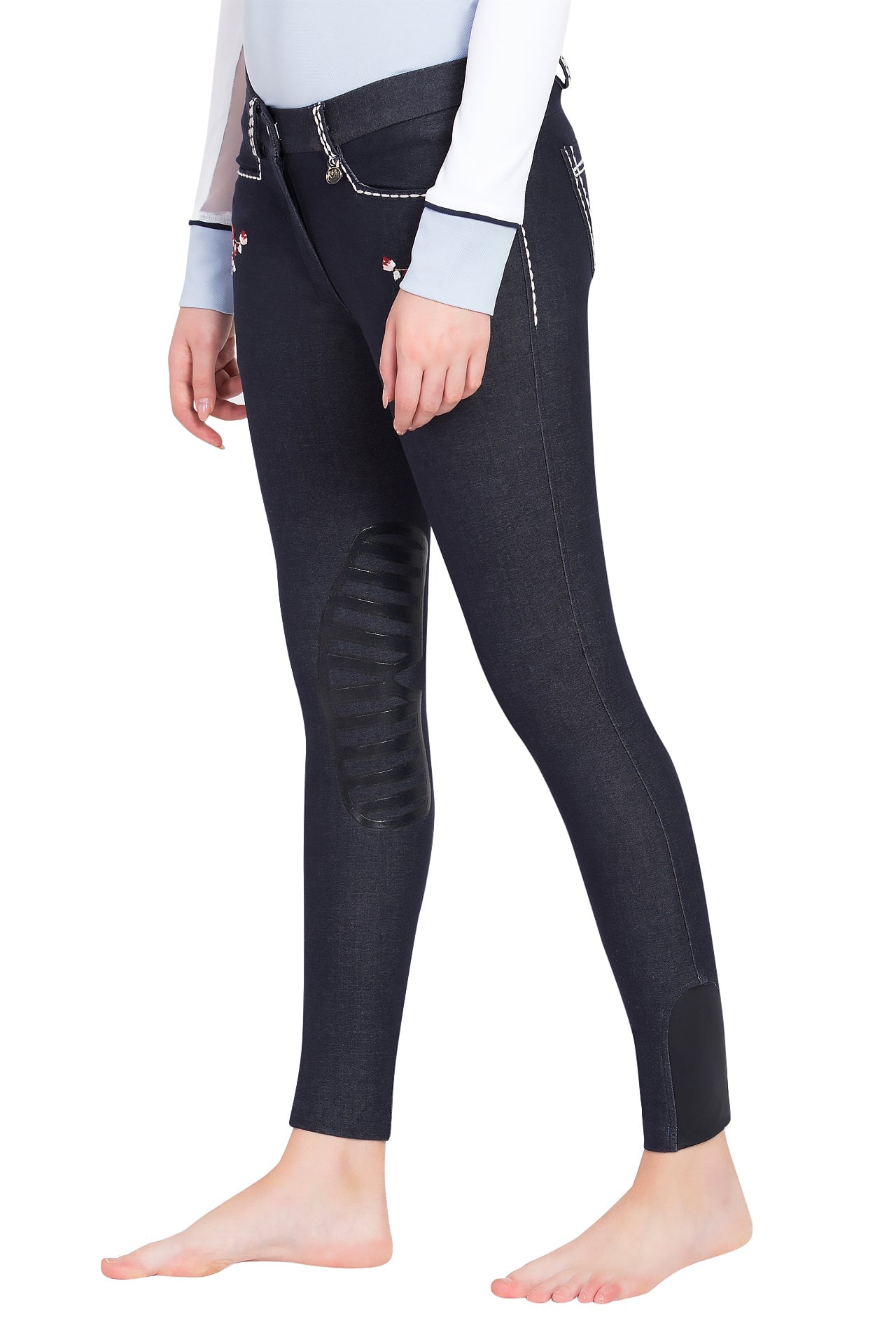 Equine Couture Ladies Alice Denim Embroidered Breeches - Breeches.com
