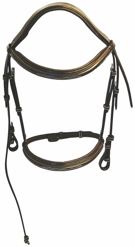 Henri de Rivel Pro Mono Crown Fancy Bridle with Patent Leather Piping and Laced Reins - Breeches.com
