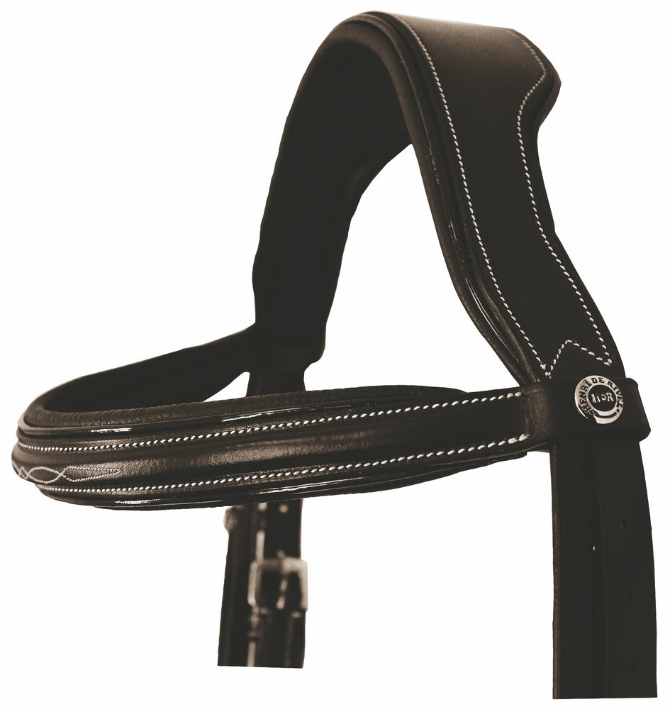 Henri de Rivel Pro Mono Crown Fancy Bridle with Patent Leather Piping and Laced Reins - Breeches.com