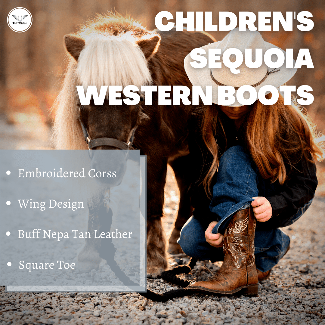 TuffRider Youth Sequoia Cross &amp; Wing Embroidered Square Toe Western Boots - Breeches.com