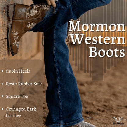 TuffRider Women Mormon Embroidered Leather Square Toe Western Boots - Breeches.com