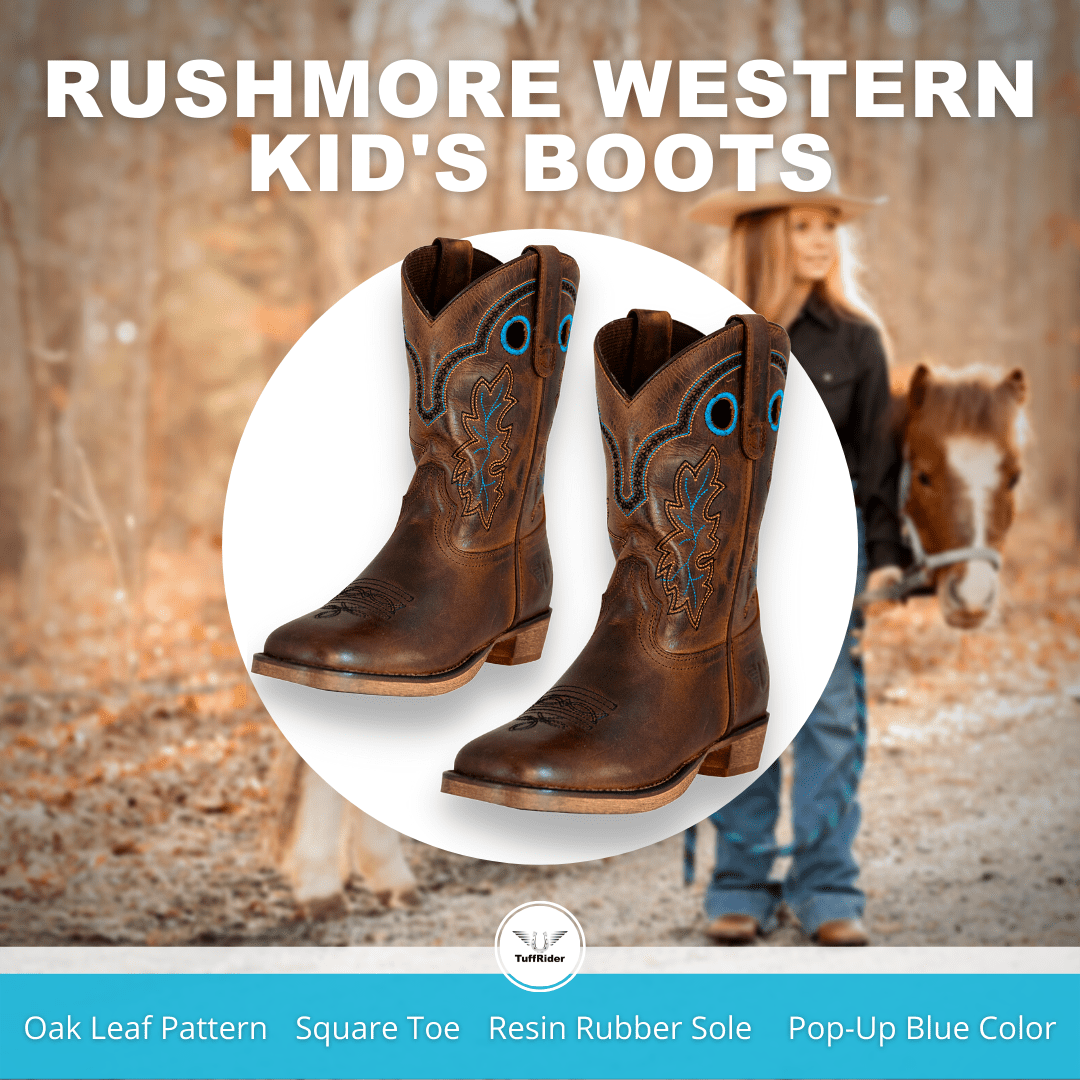 TuffRider Toddlers Rushmore Oak Leaf Embroidered Square Toe Western Boots - Breeches.com