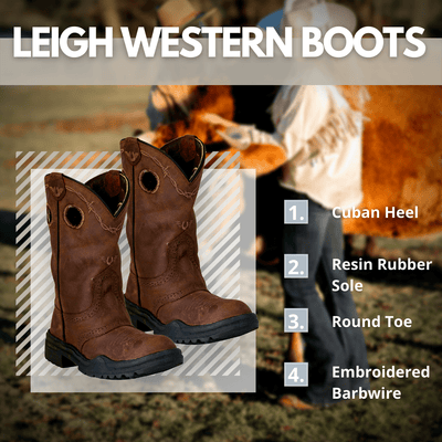 TuffRider Women Leigh Embroidered Barbwire Leather Round Toe Western Boots - Breeches.com