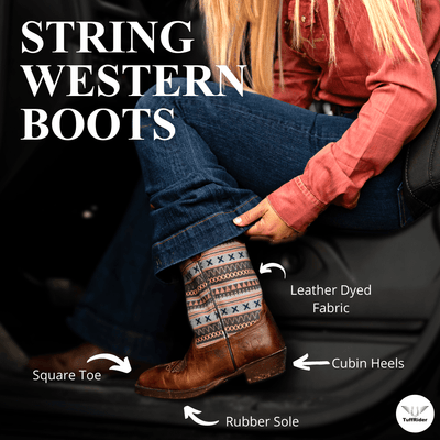 TuffRider Women String Embroidered Leather Square Toe Western Boots - Breeches.com