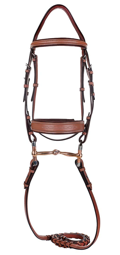 Laureate by Henri de Rivel Fancy Stitched Bridle w/ Wide Caveson and Laced Reins