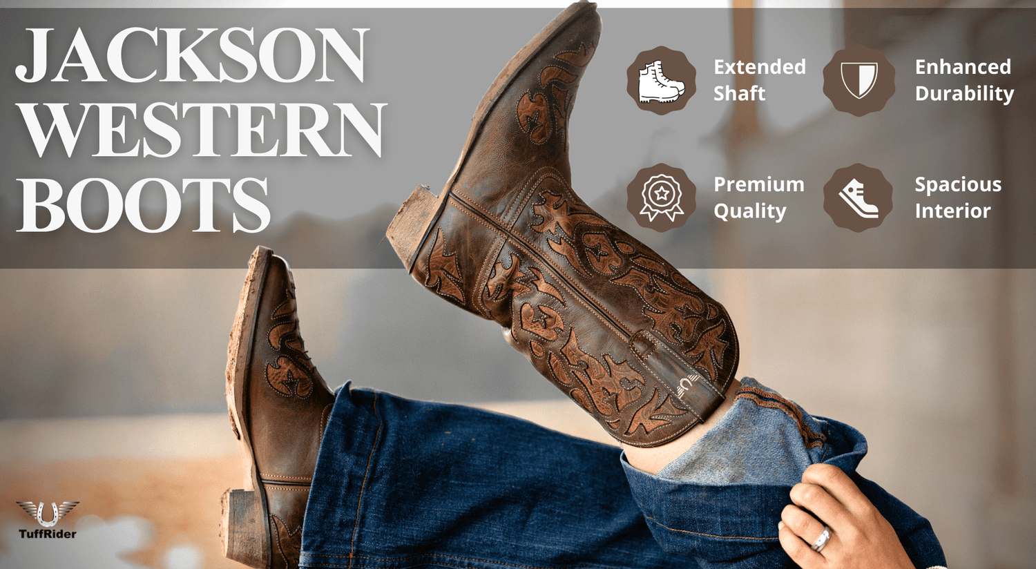 TuffRider Women Jackson Embroidered Leather Square Toe Western Boots - Breeches.com